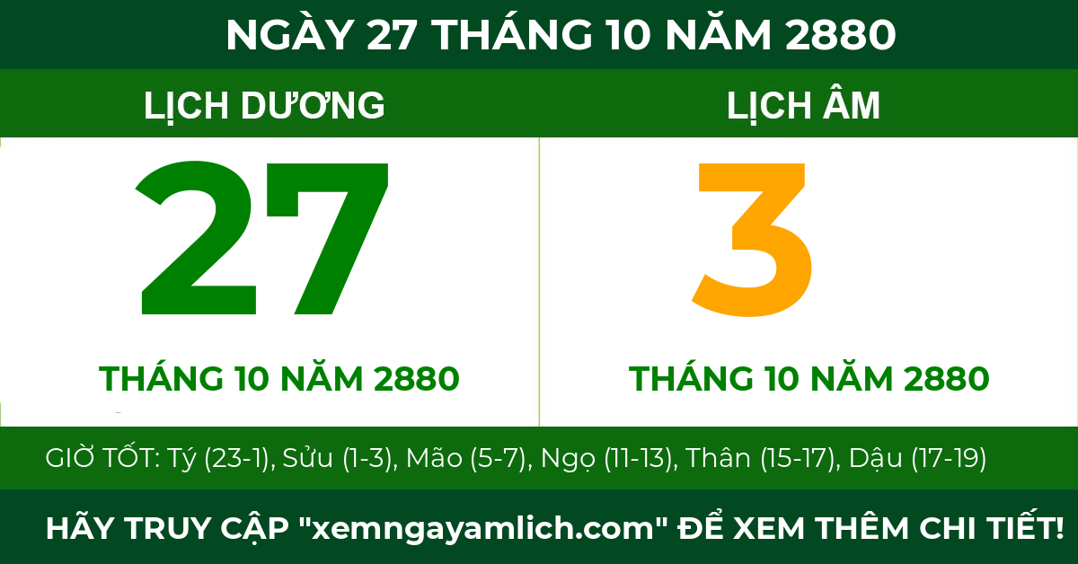 lịch âm ngày 27 tháng 10 năm 2880