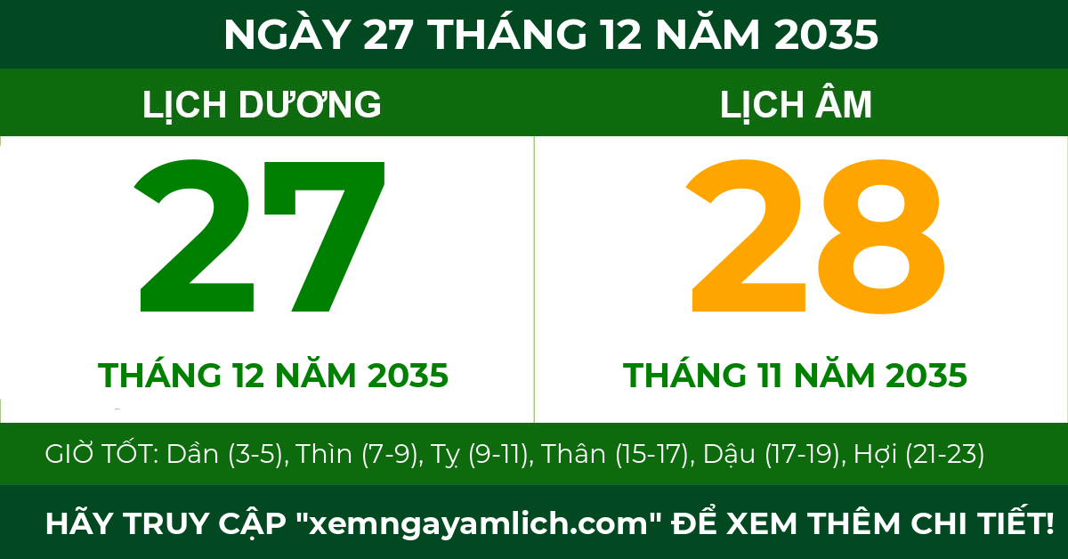 lịch âm ngày 27 tháng 12 năm 2035