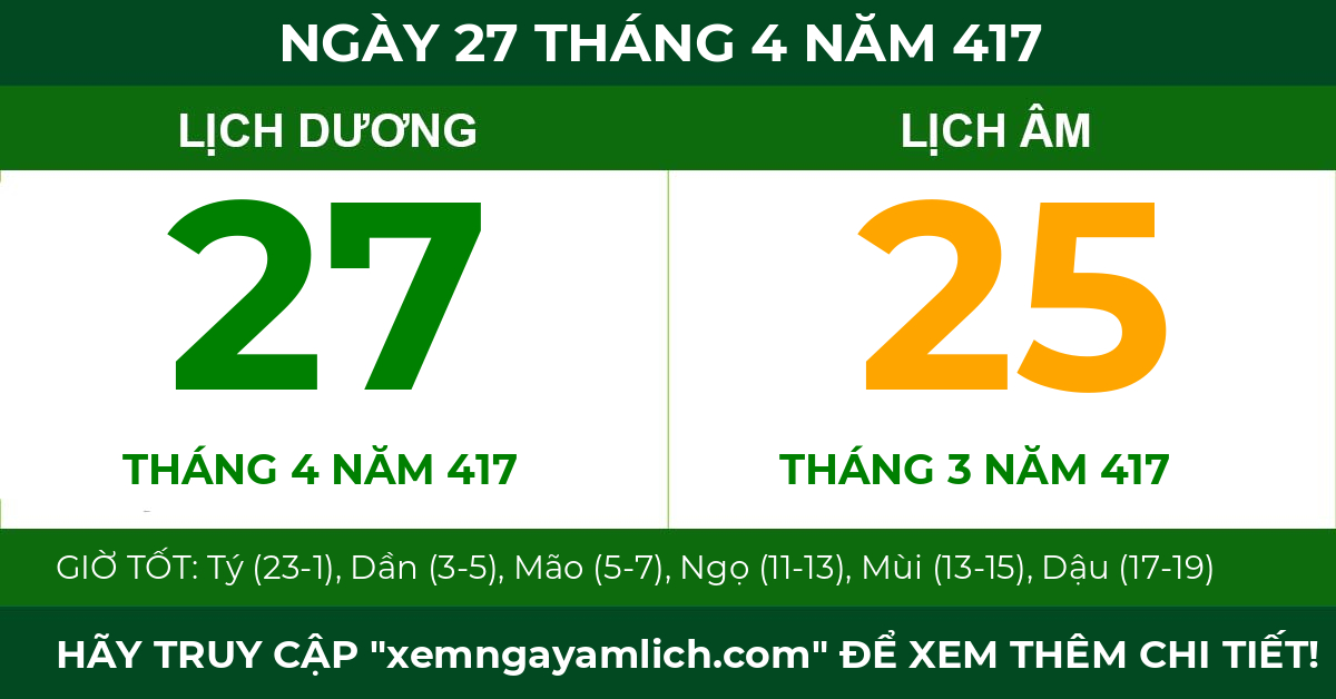 lịch âm ngày 27 tháng 4 năm 417