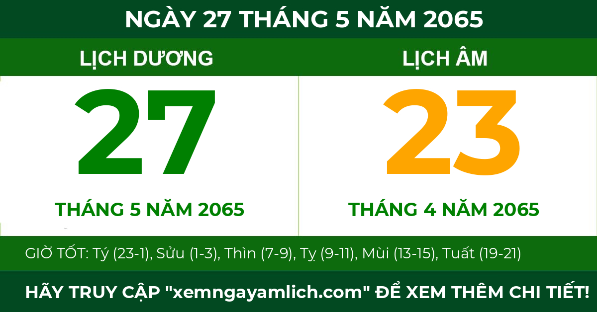 lịch âm ngày 27 tháng 5 năm 2065