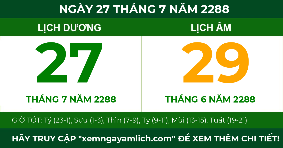 lịch âm ngày 27 tháng 7 năm 2288
