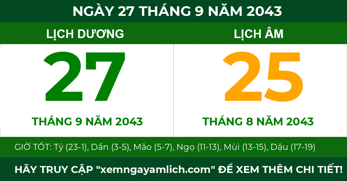 lịch âm ngày 27 tháng 9 năm 2043