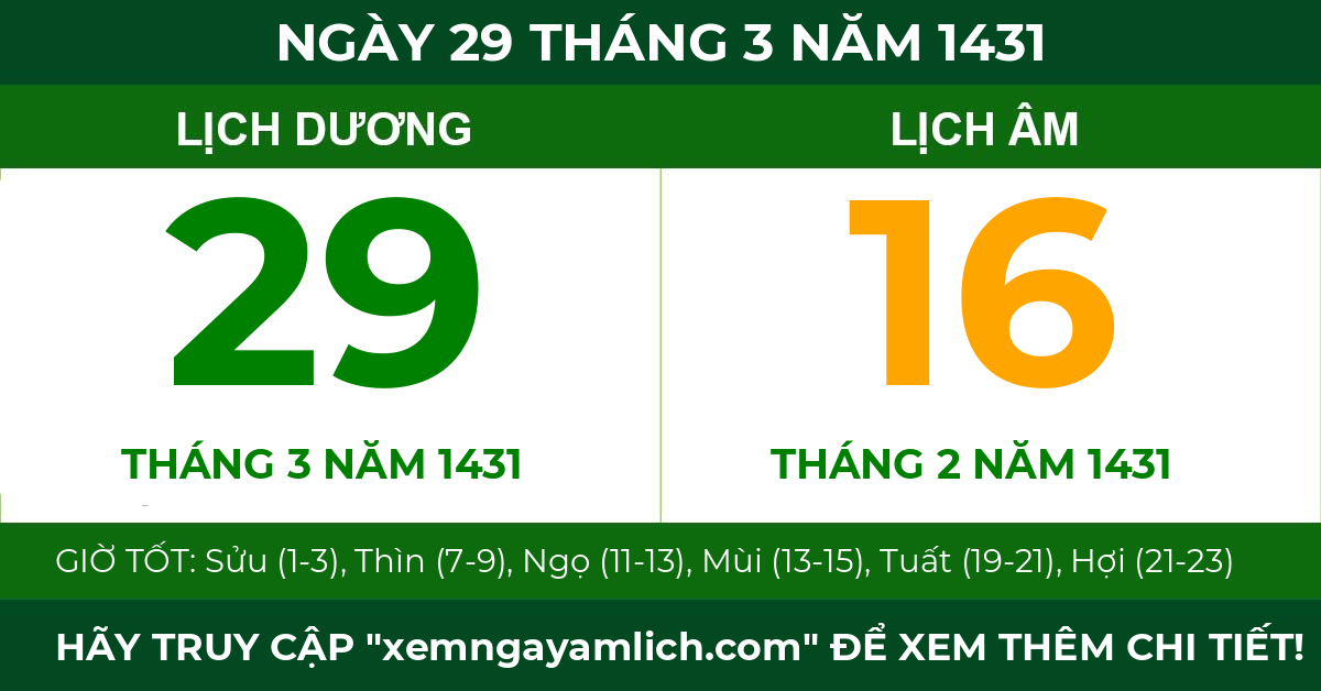 lịch âm ngày 29 tháng 3 năm 1431