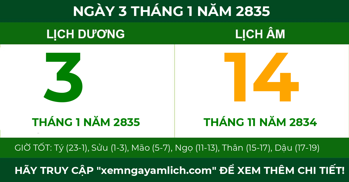 lịch âm ngày 3 tháng 1 năm 2835