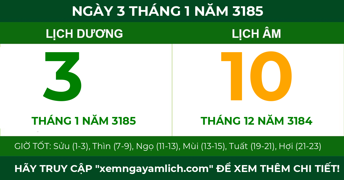 lịch âm ngày 3 tháng 1 năm 3185
