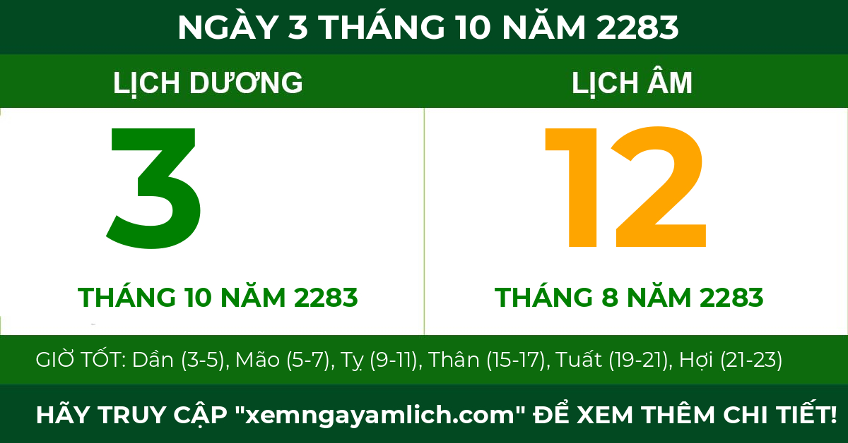 lịch âm ngày 3 tháng 10 năm 2283