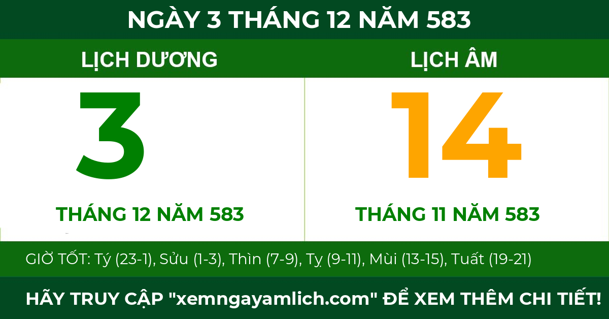 lịch âm ngày 3 tháng 12 năm 583