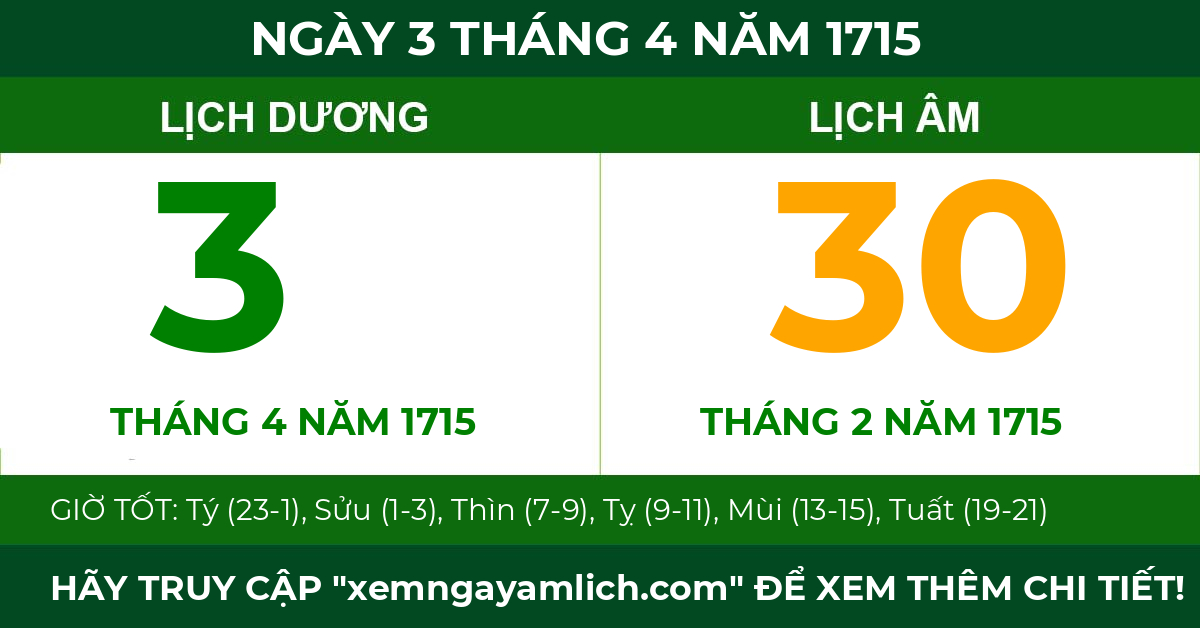 lịch âm ngày 3 tháng 4 năm 1715