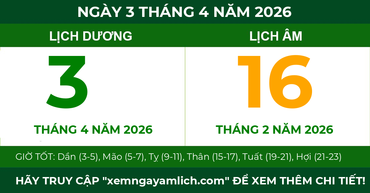 lịch âm ngày 3 tháng 4 năm 2026