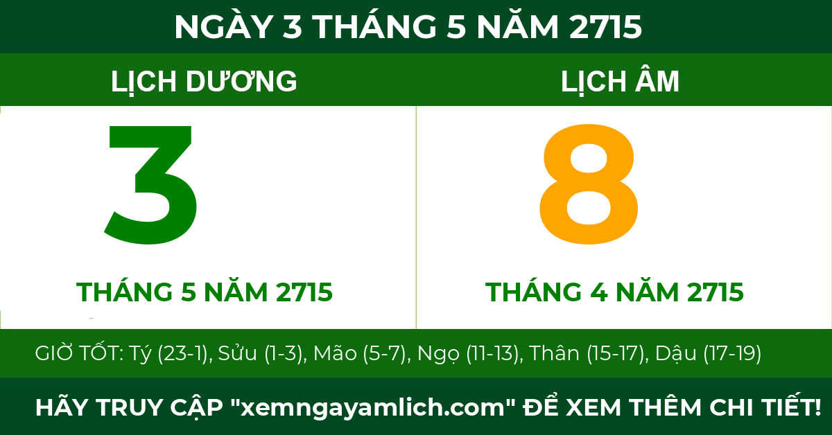 lịch âm ngày 3 tháng 5 năm 2715