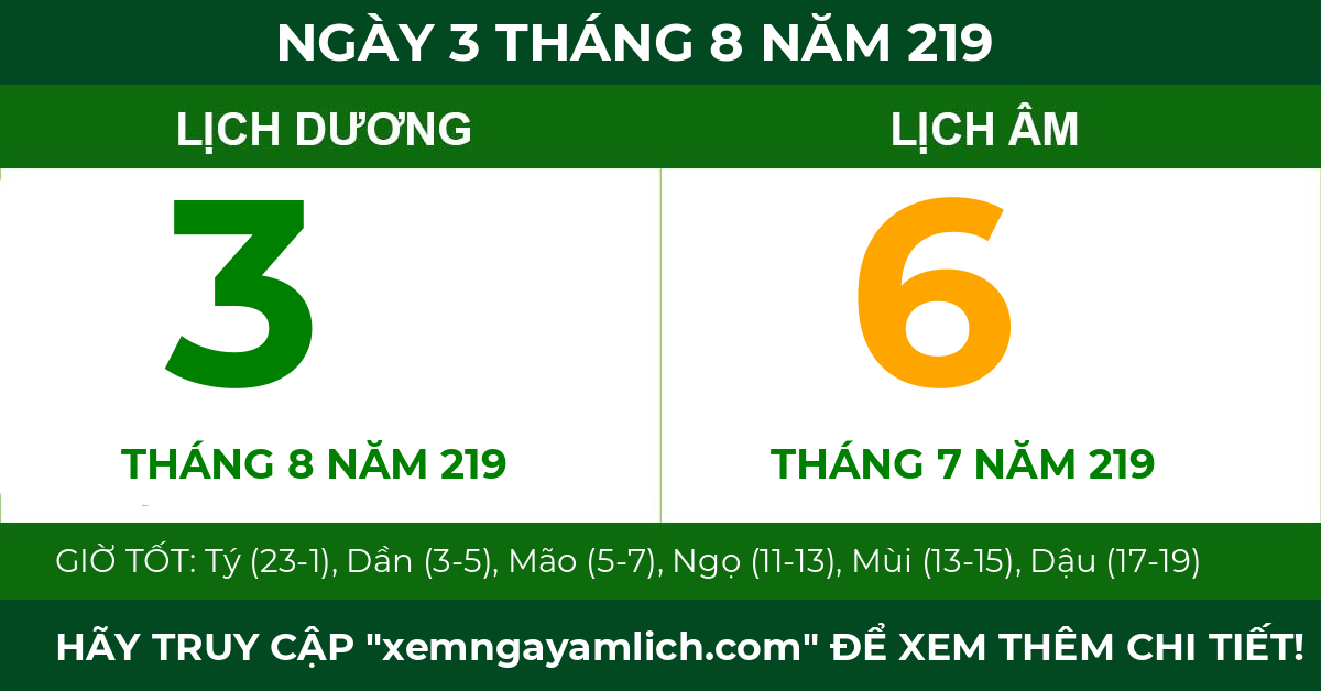 lịch âm ngày 3 tháng 8 năm 219