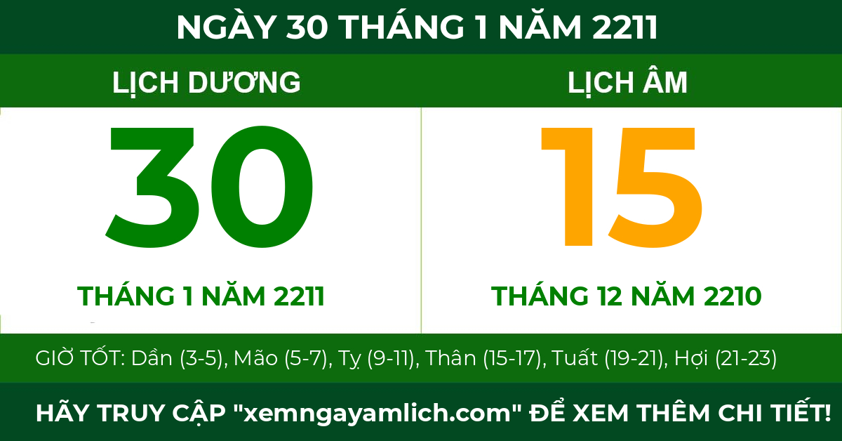 lịch âm ngày 30 tháng 1 năm 2211
