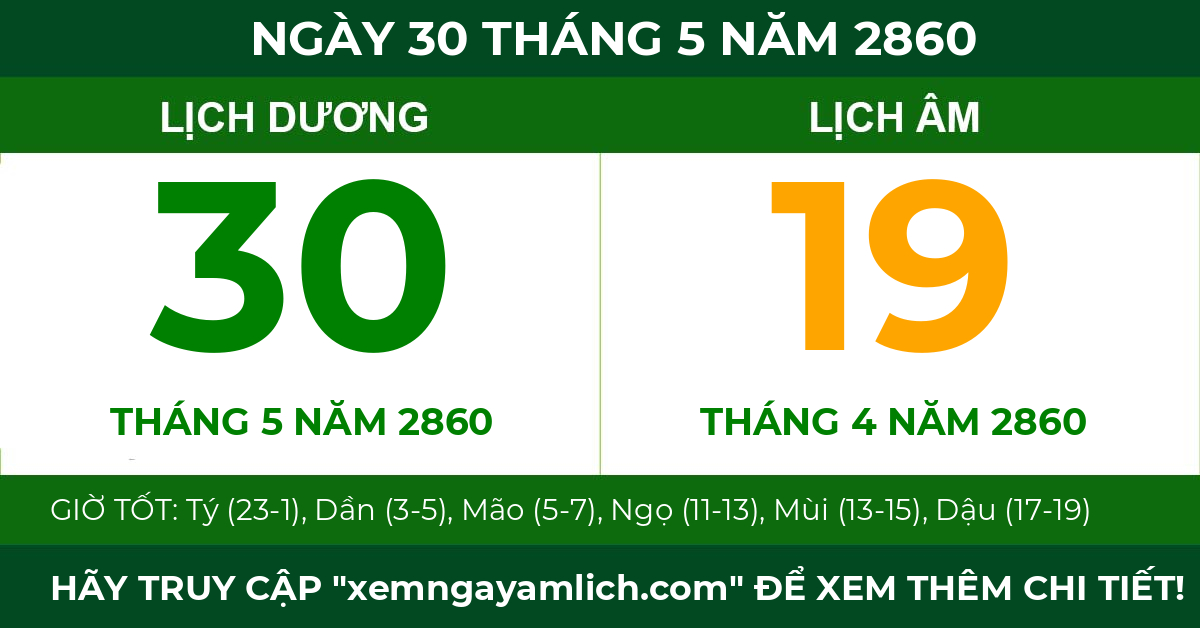 lịch âm ngày 30 tháng 5 năm 2860