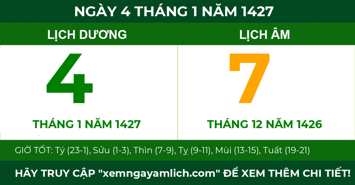 lịch âm ngày 4 tháng 1 năm 1427