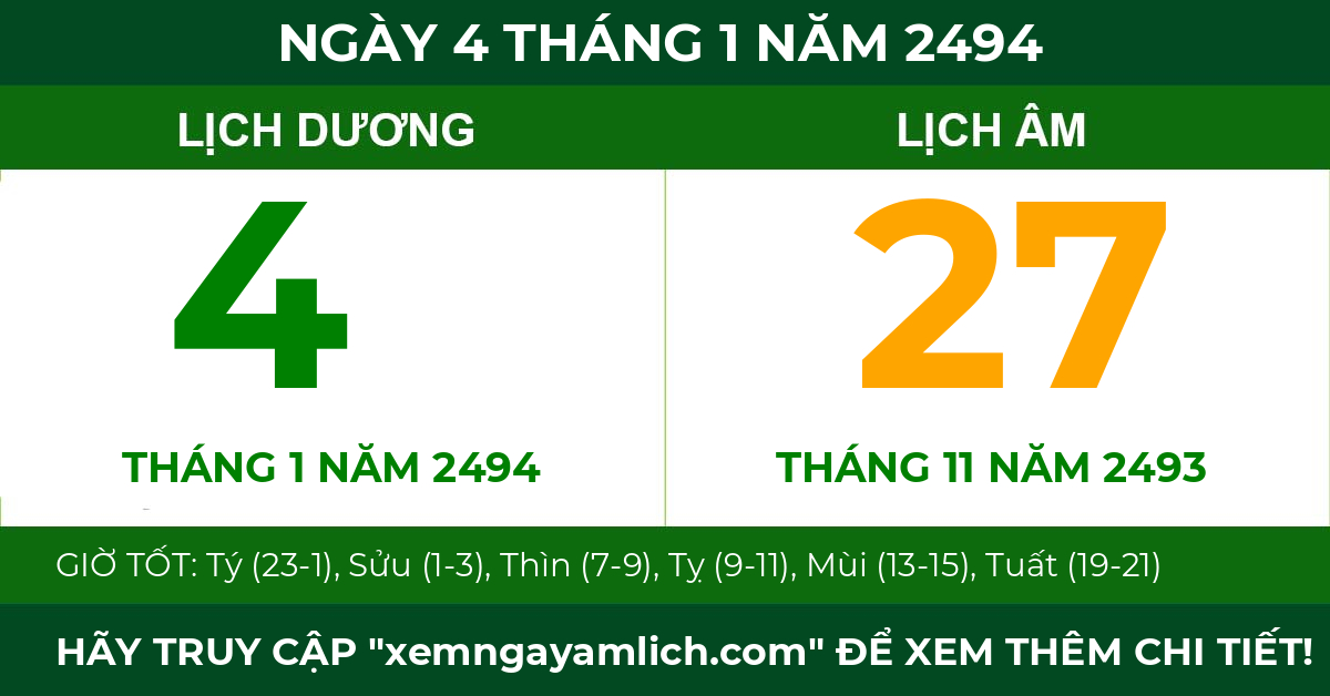 lịch âm ngày 4 tháng 1 năm 2494