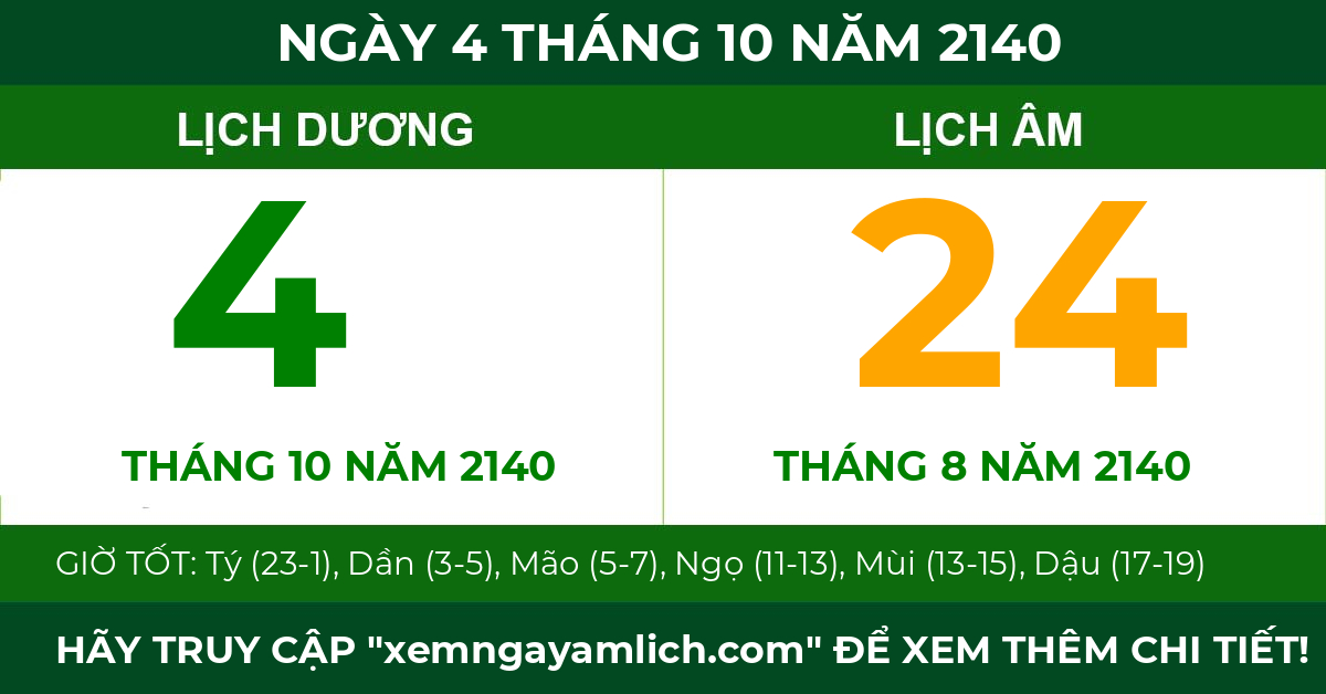 lịch âm ngày 4 tháng 10 năm 2140