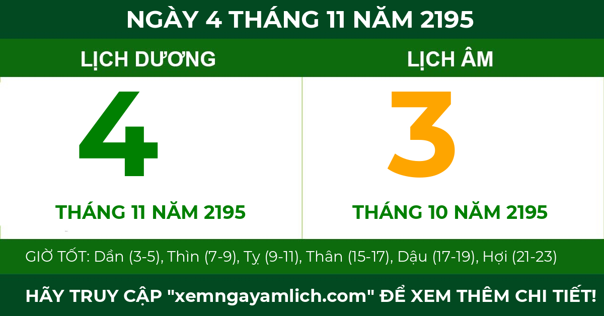 lịch âm ngày 4 tháng 11 năm 2195