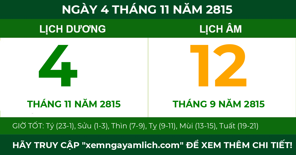 lịch âm ngày 4 tháng 11 năm 2815