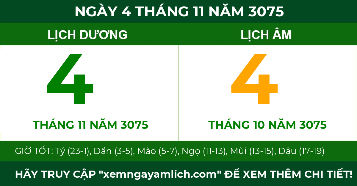 lịch âm ngày 4 tháng 11 năm 3075