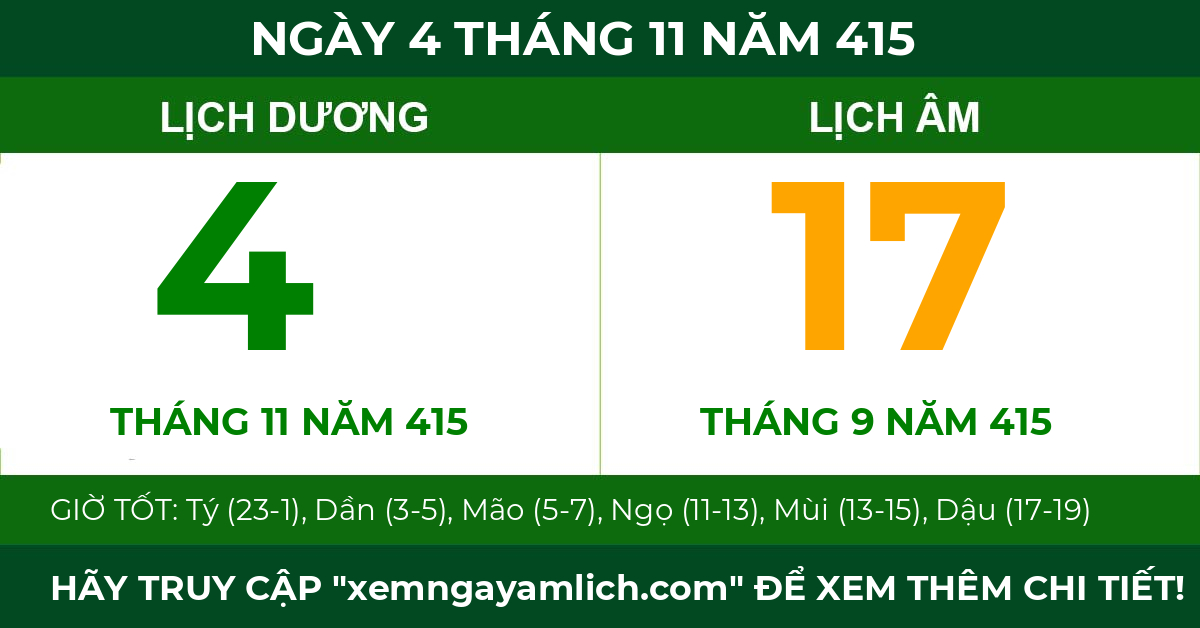 lịch âm ngày 4 tháng 11 năm 415