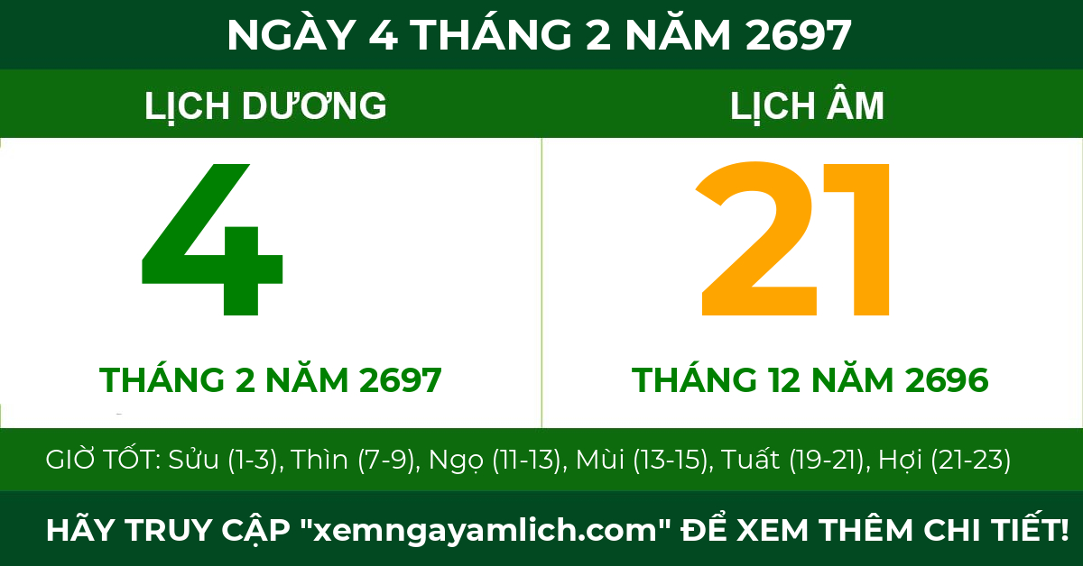 lịch âm ngày 4 tháng 2 năm 2697