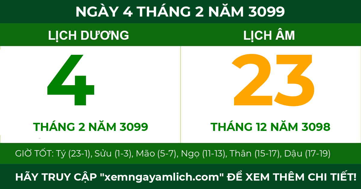 lịch âm ngày 4 tháng 2 năm 3099
