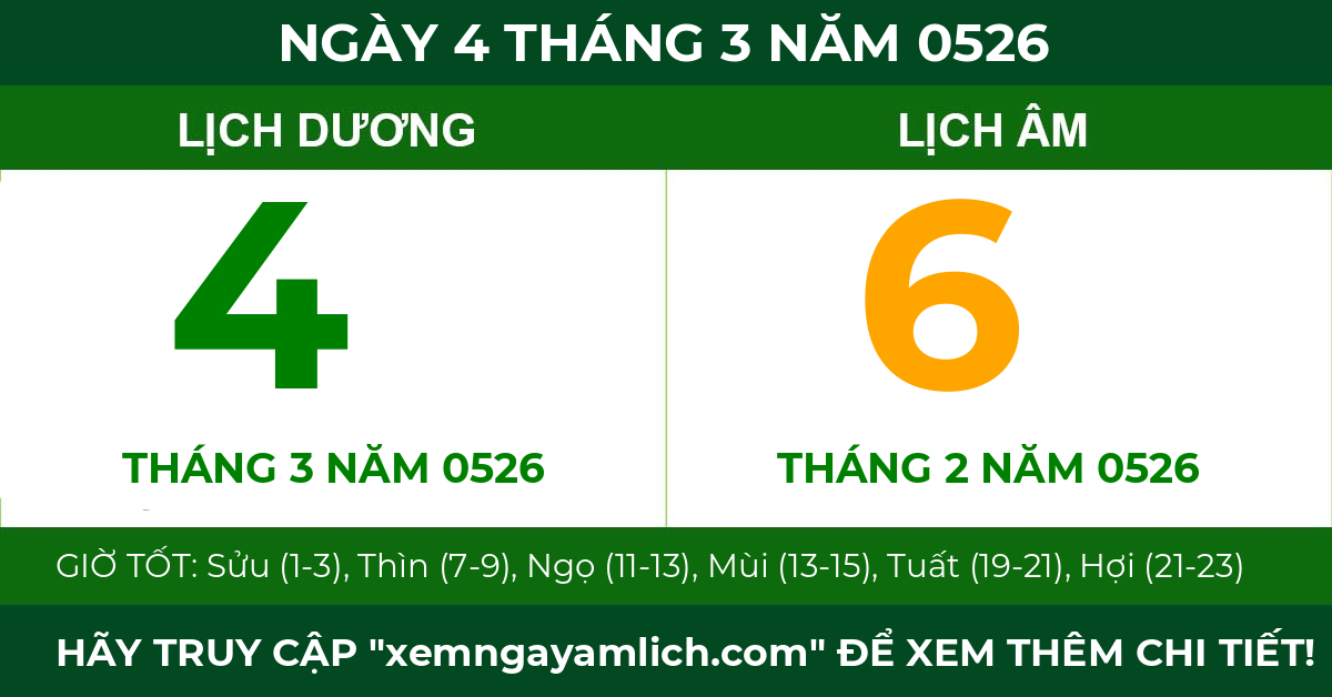 lịch âm ngày 4 tháng 3 năm 0526