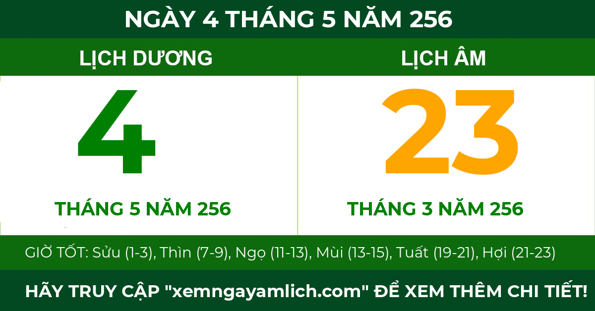 lịch âm ngày 4 tháng 5 năm 256