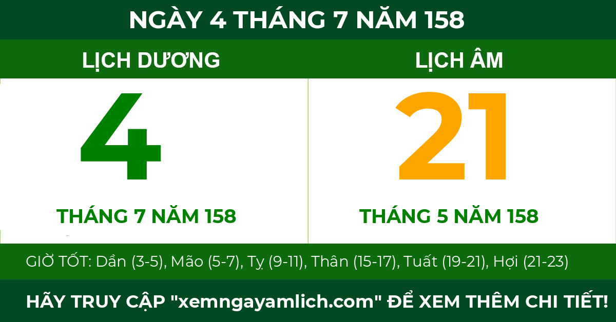 lịch âm ngày 4 tháng 7 năm 158