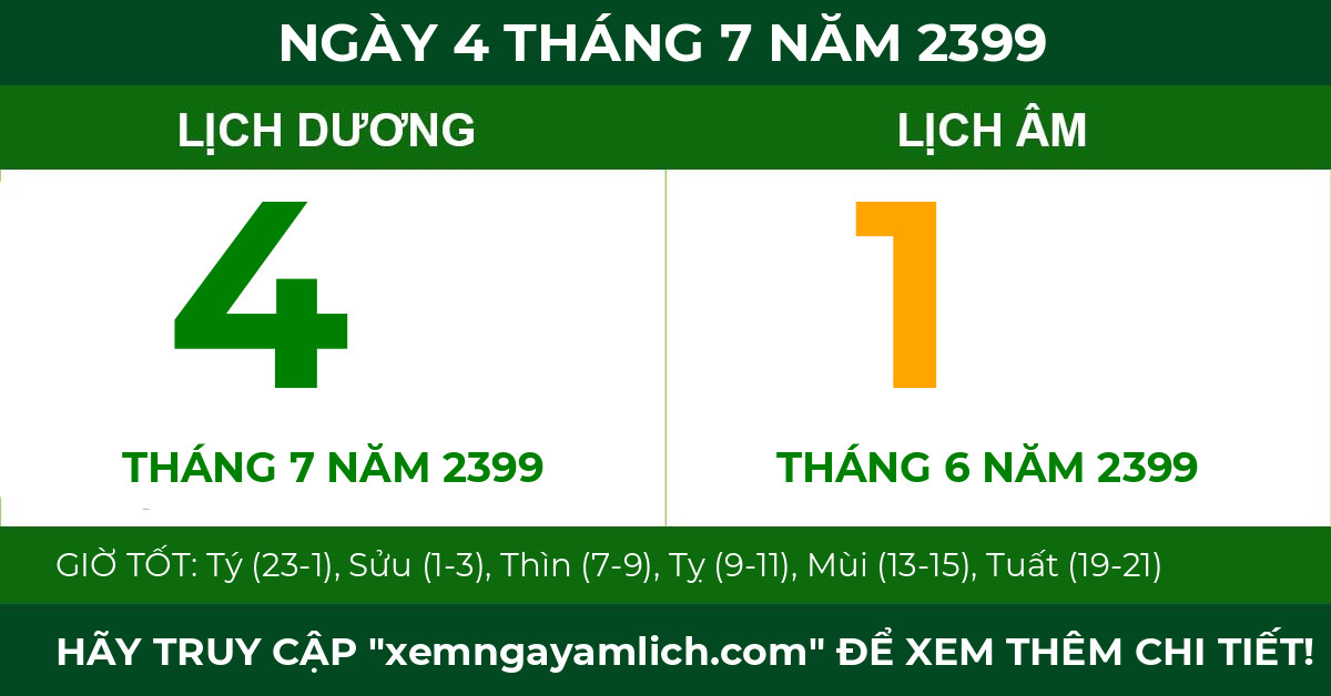 lịch âm ngày 4 tháng 7 năm 2399