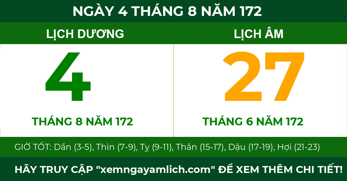 lịch âm ngày 4 tháng 8 năm 172