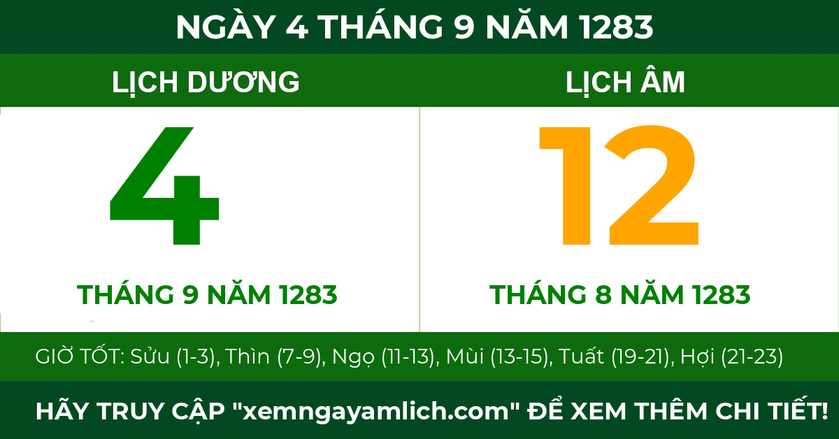 lịch âm ngày 4 tháng 9 năm 1283