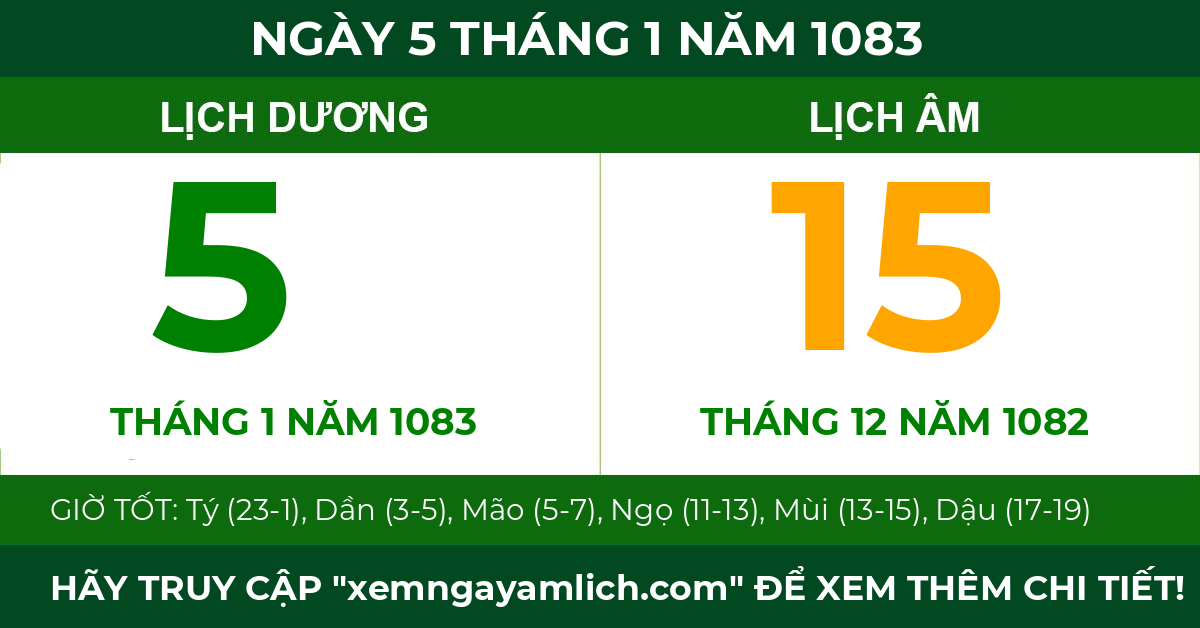 lịch âm ngày 5 tháng 1 năm 1083
