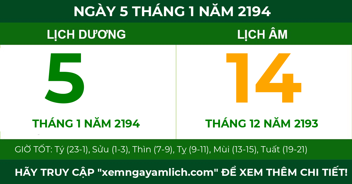 lịch âm ngày 5 tháng 1 năm 2194