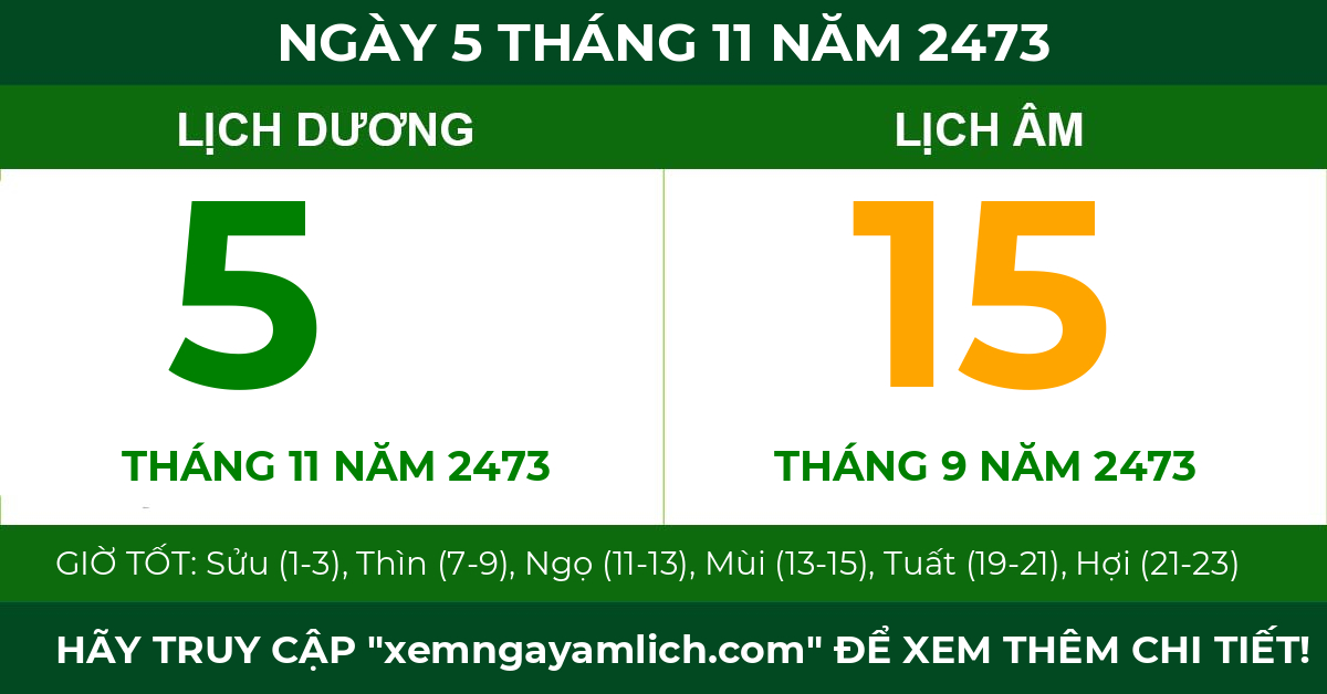lịch âm ngày 5 tháng 11 năm 2473