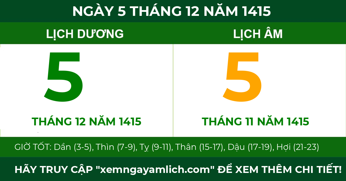 lịch âm ngày 5 tháng 12 năm 1415