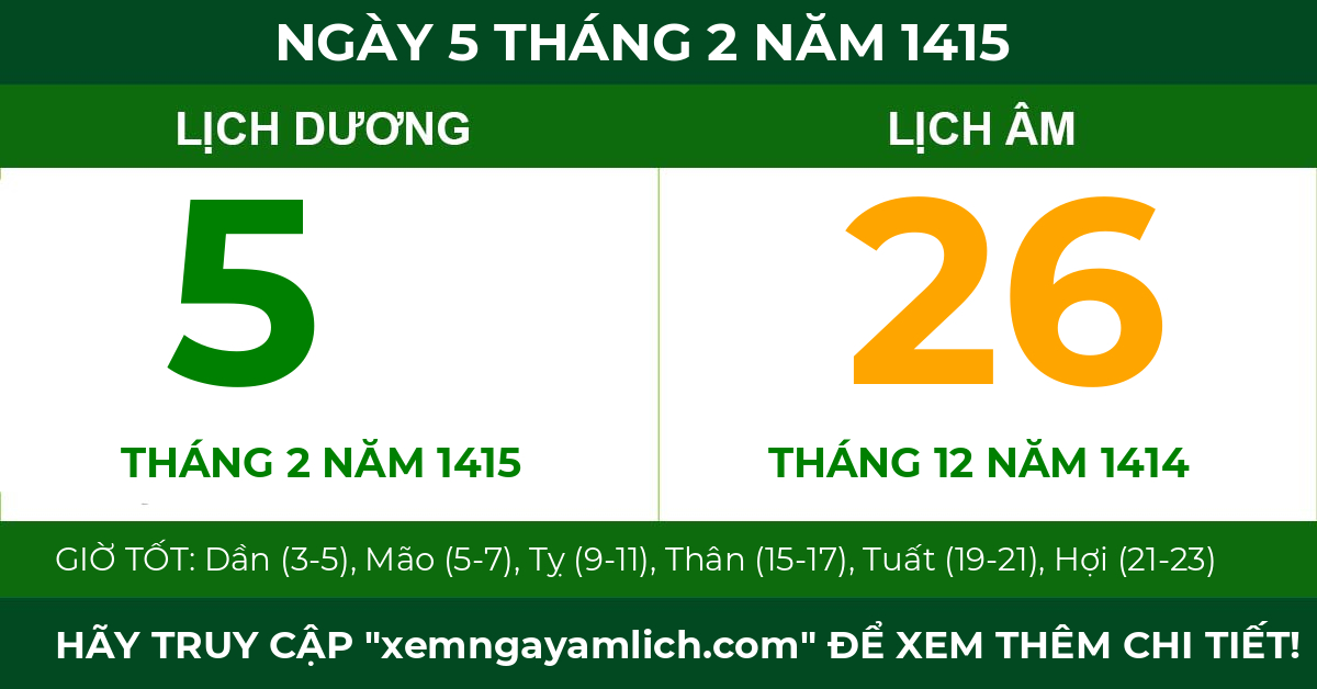lịch âm ngày 5 tháng 2 năm 1415