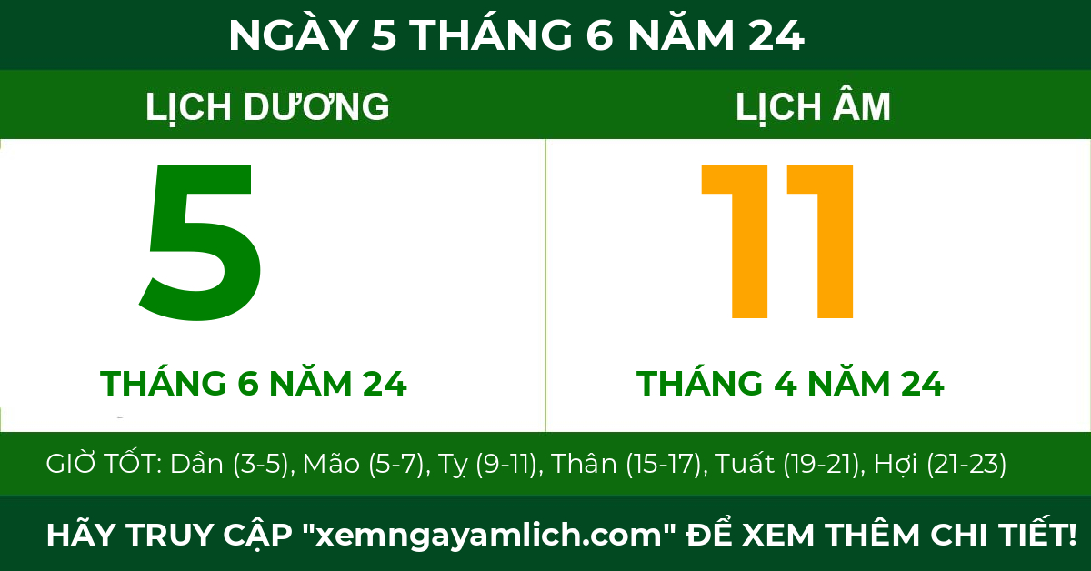 lịch âm ngày 5 tháng 6 năm 24