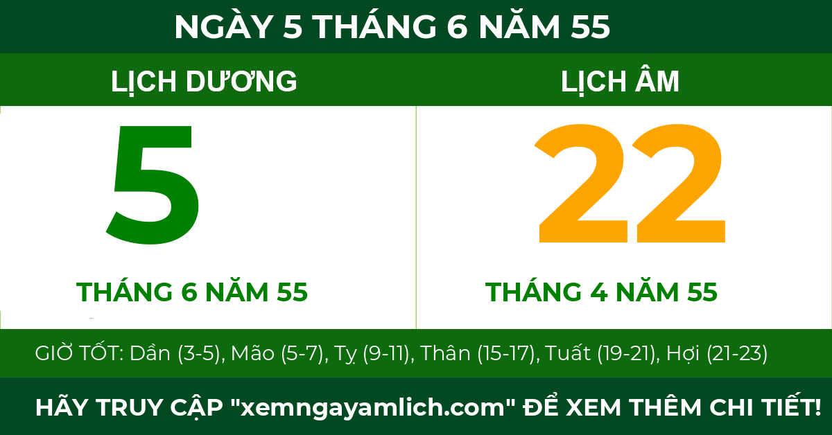 lịch âm ngày 5 tháng 6 năm 55