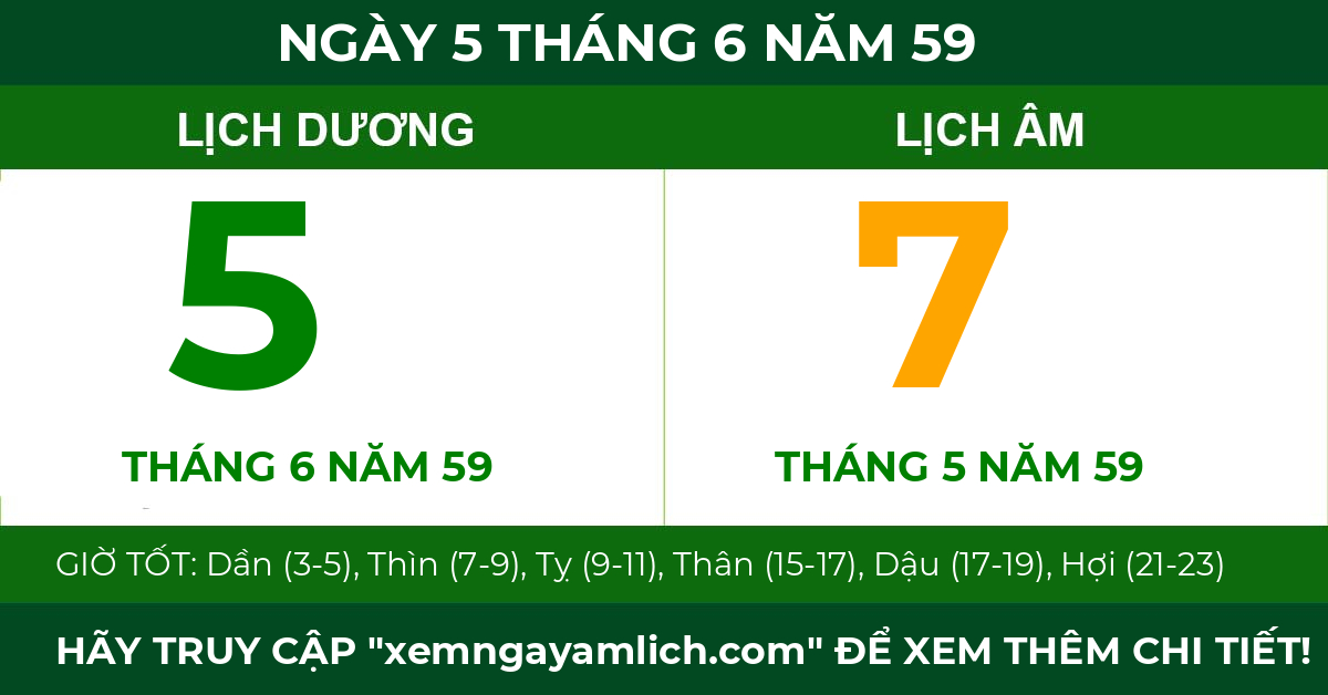 lịch âm ngày 5 tháng 6 năm 59