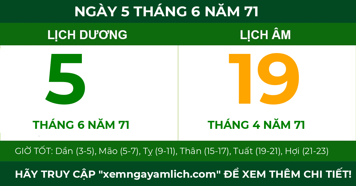 lịch âm ngày 5 tháng 6 năm 71