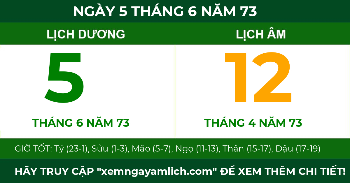 lịch âm ngày 5 tháng 6 năm 73