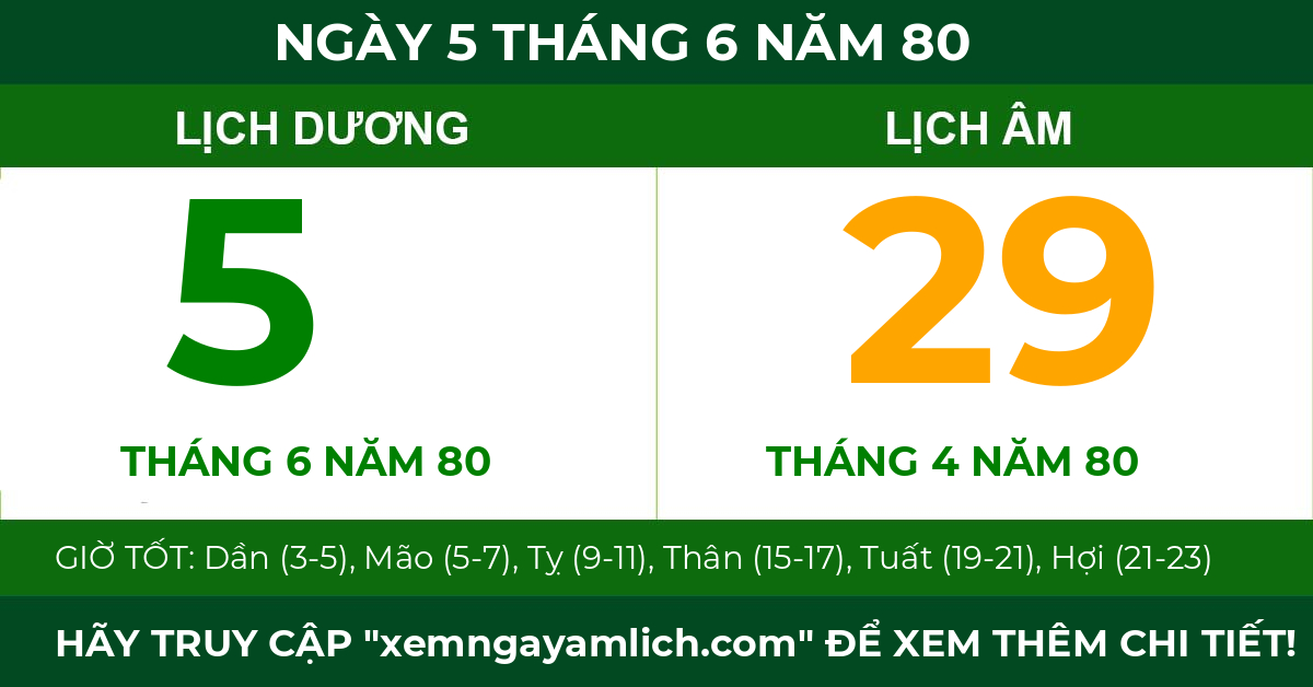 lịch âm ngày 5 tháng 6 năm 80