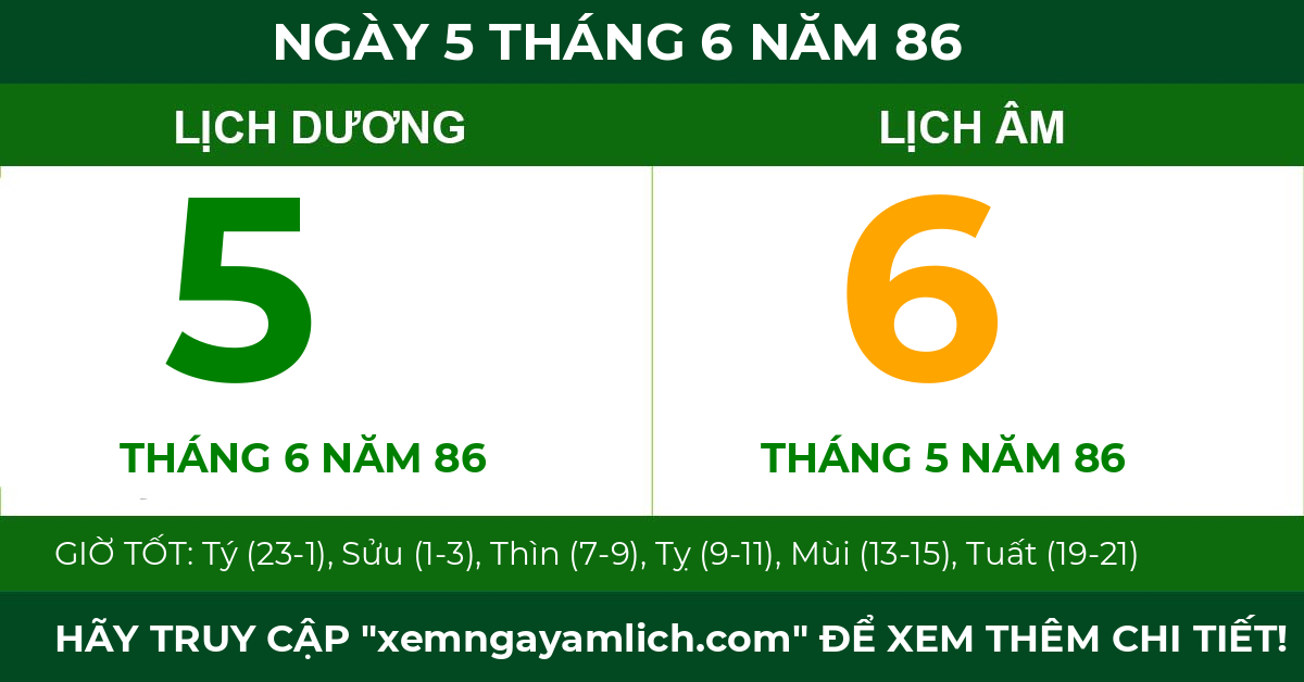 lịch âm ngày 5 tháng 6 năm 86