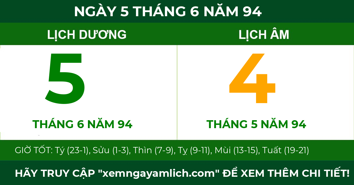 lịch âm ngày 5 tháng 6 năm 94