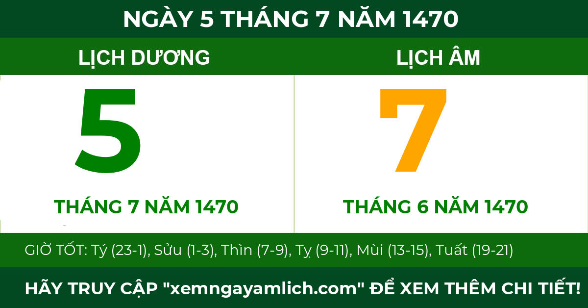 lịch âm ngày 5 tháng 7 năm 1470