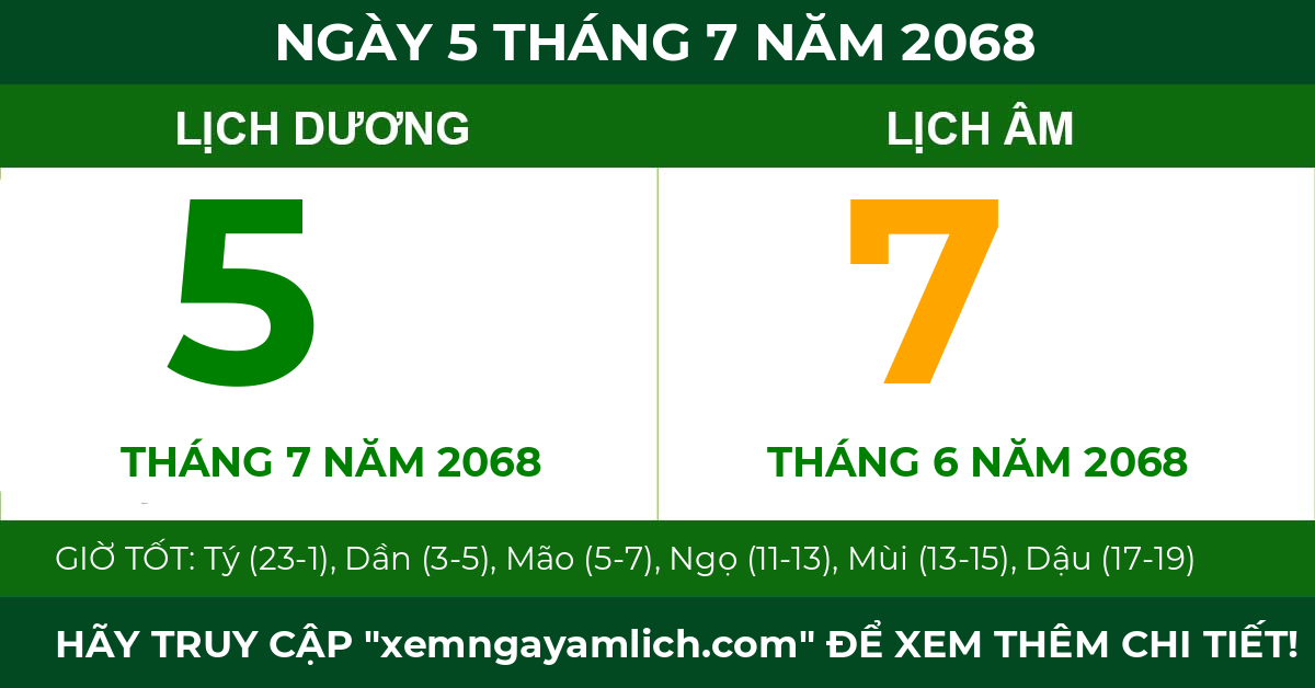 lịch âm ngày 5 tháng 7 năm 2068