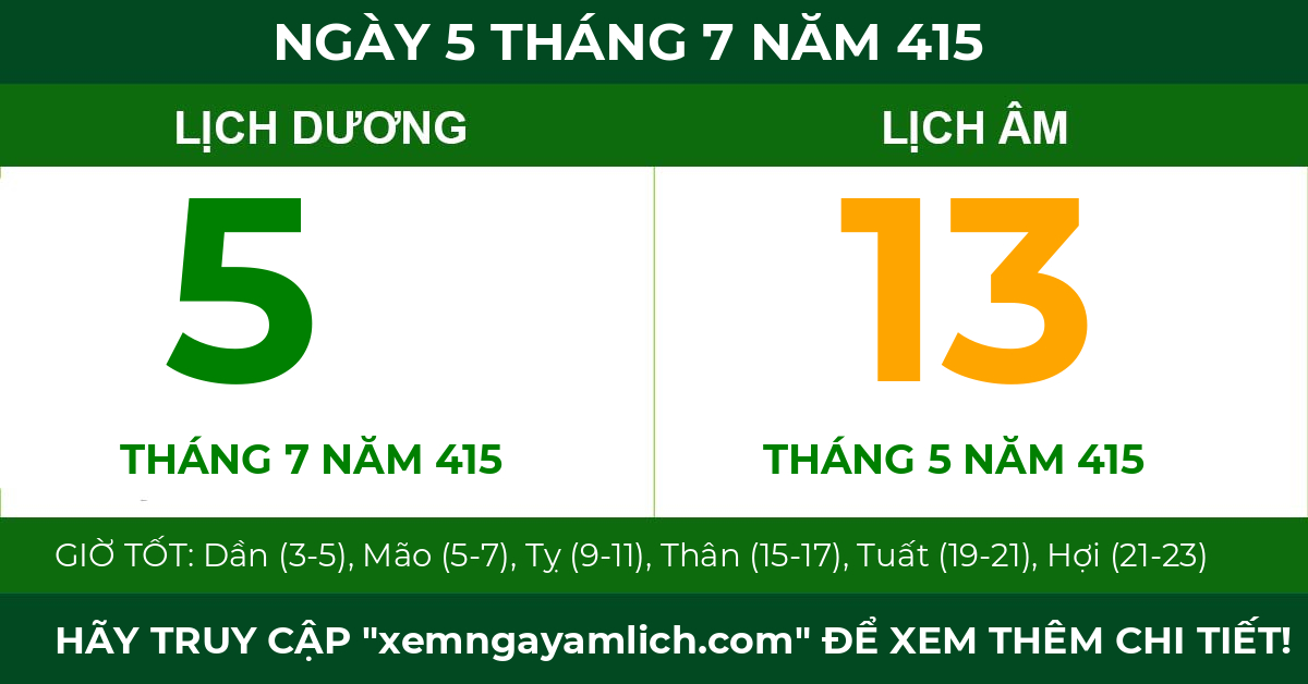 lịch âm ngày 5 tháng 7 năm 415