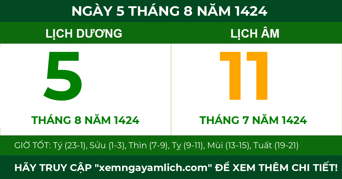 lịch âm ngày 5 tháng 8 năm 1424