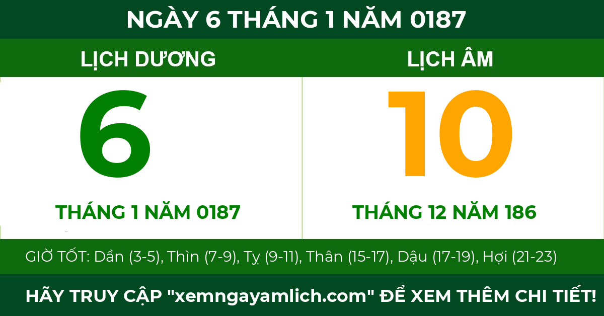 lịch âm ngày 6 tháng 1 năm 0187